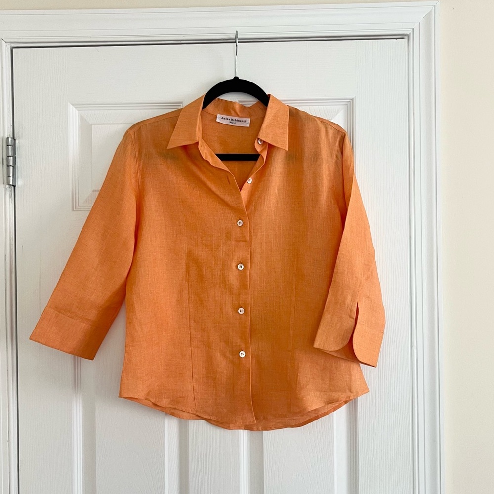 Amina Rubinacci Orange Linen Shirt